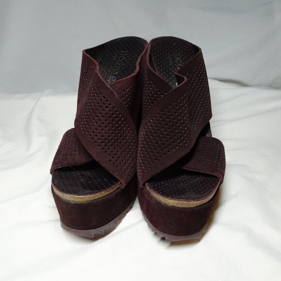 Pedro Garcia Espana Sueded Platform Wedge Sandals Shoes - Picture 2 of 13